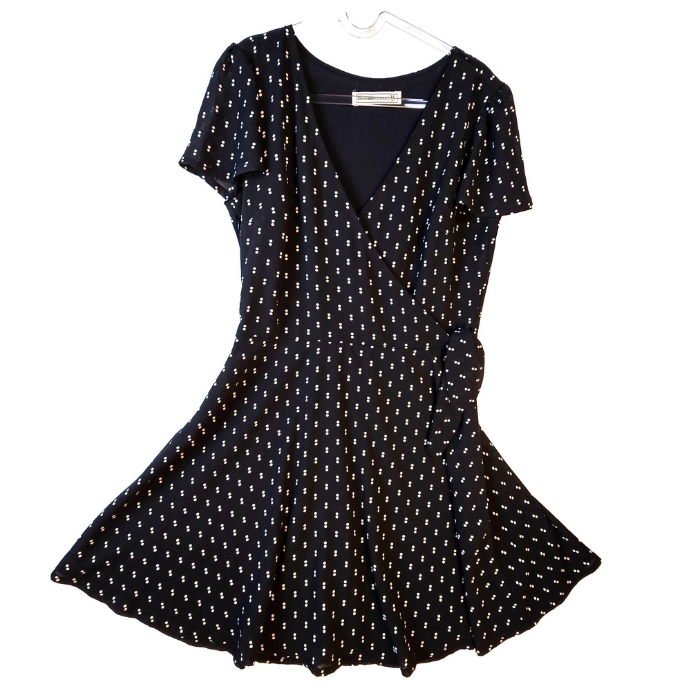 Y2K Abercrombie & Fitch Womens Black Fit Flare Dress Medium Romantic Fairy Twee‎